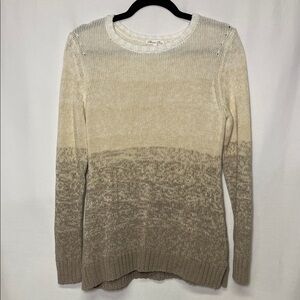 Minnie Rose Ombre Crewneck Sweater in Cream and Taupe